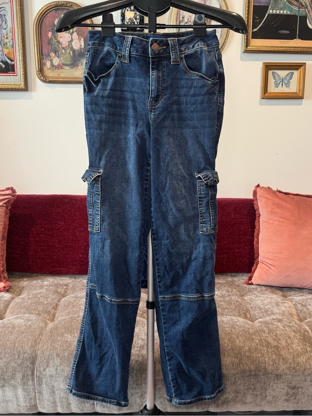 Women’s Dark Blue Cargo Denim Jeans